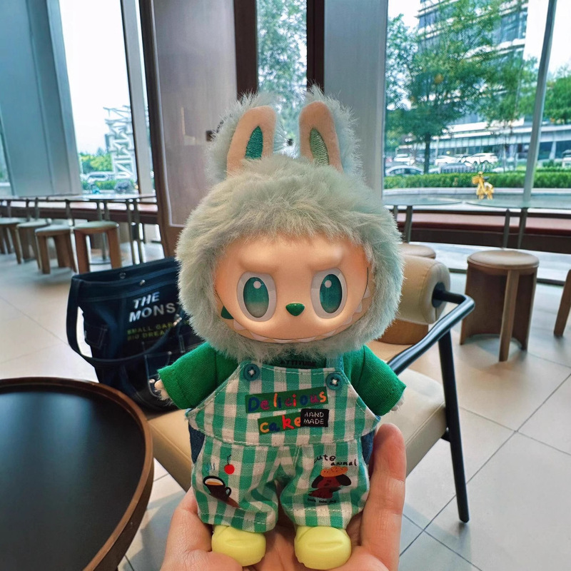 牛油果格子绿labub手作娃衣衣服玩偶装扮时尚可爱装饰套装浩鹤|undefined