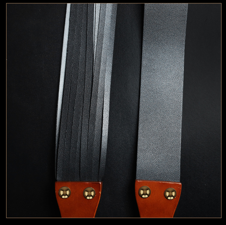 PU Leather Riding Crop with Wooden Handle, Handheld Horsewhip Style Sensory Accessory, Black — detail image 33