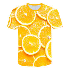 夏季創意新品 水果飲料3D印花套頭時尚圓領男女款短袖T恤一件代發