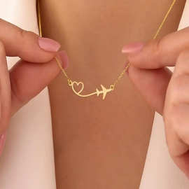 跨境欧美不锈钢个性吊坠项链时尚百搭小众设计高级感不掉色项链女