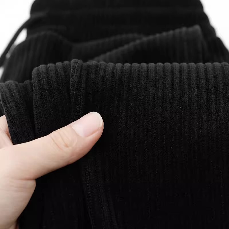 Dream Pants! 400g Heavyweight Pure Black Autumn and Winter Warm Sweatpants Men's Chenille Casual Style Sports Pants Women