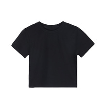 2022夏季新款明星潮人同款ins时尚黑白纯色修身露脐短款短袖T恤女