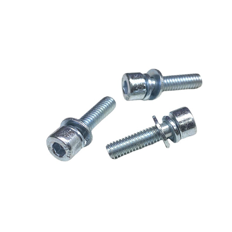8.8级内六角圆柱头组合螺丝杯头带平弹垫三组合螺栓螺钉M4M5M12