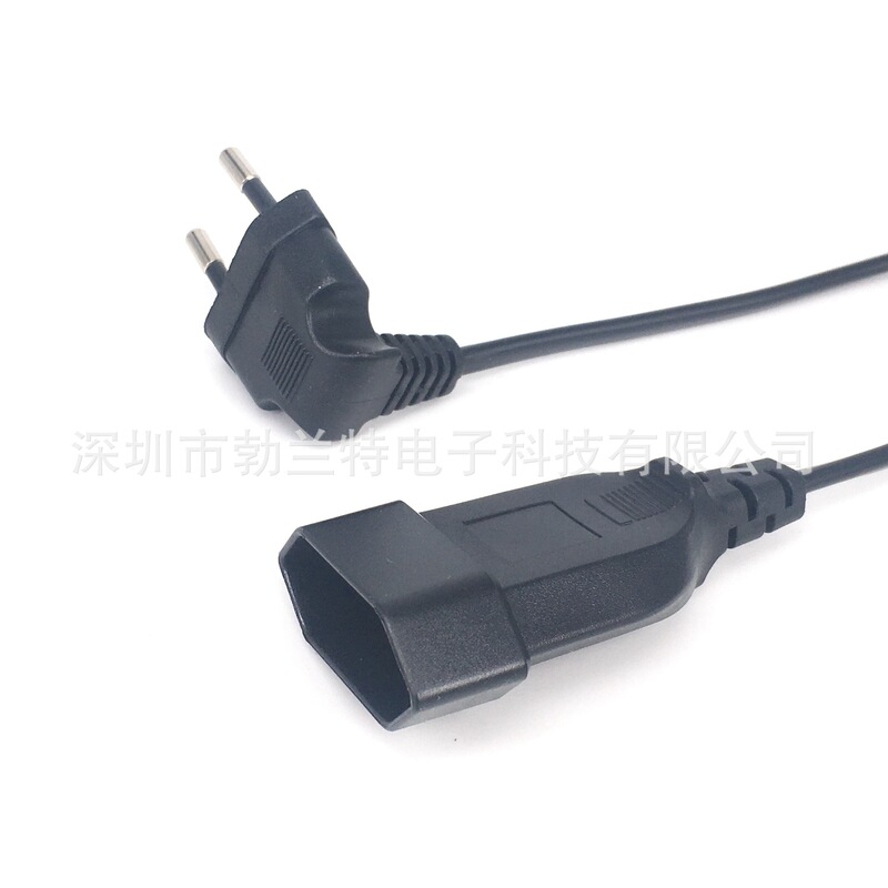 European standard two plug male and female extension cable 2 core 0.75 square EU European standard 90 degree curved table lamp socket power cord pure copper