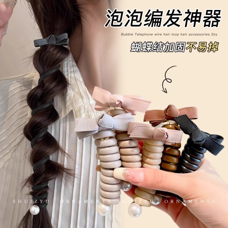 Moda de arco universal cabello telefónico anillo de cabello femenino simple burbuja trenzada correa de cabello temperamento cabello tocado