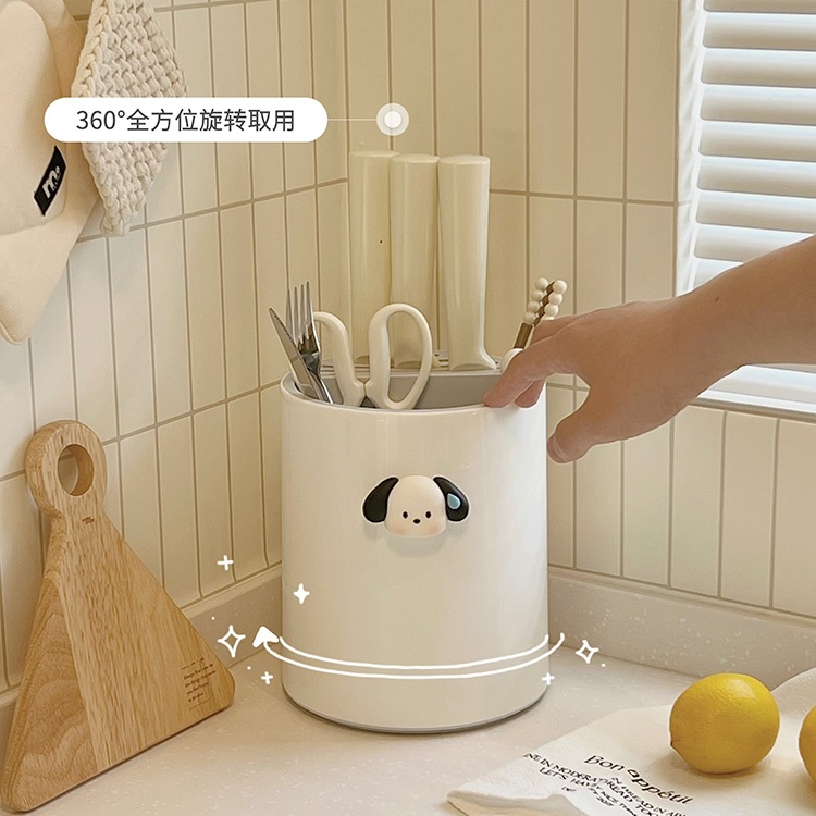 厨房旋转刀架置物架台面多功能筷子筒刀具一体收纳盒家用菜刀架子
