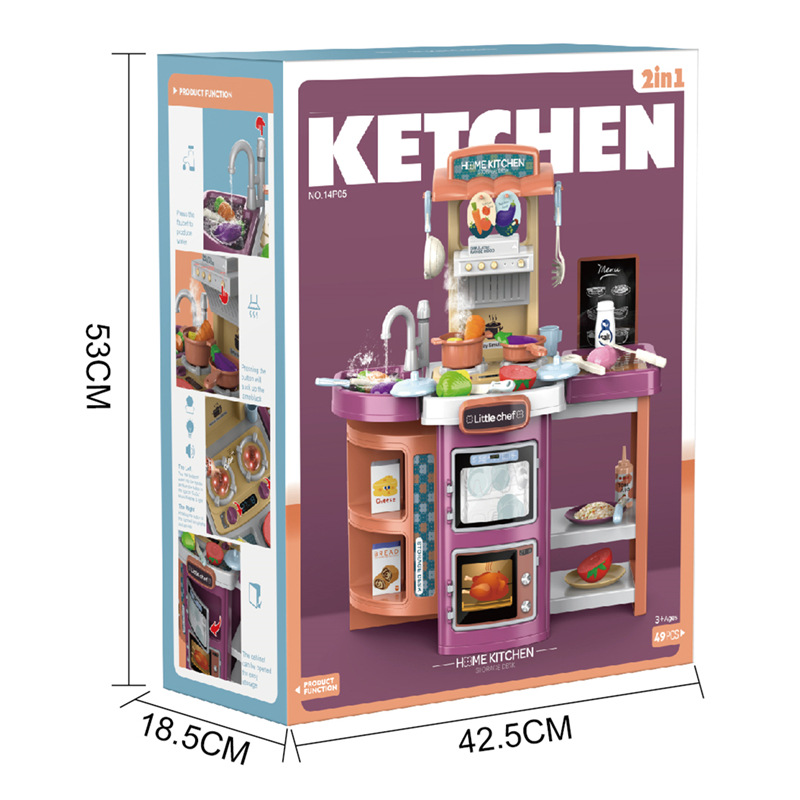 Simulación TRANSFRONTERIZA DE LOS NIÑOS 2-en-1 cocina vajilla mesa de postre compras supermercado Mesa médico Casa de juego de mascotas caja de la carretilla
