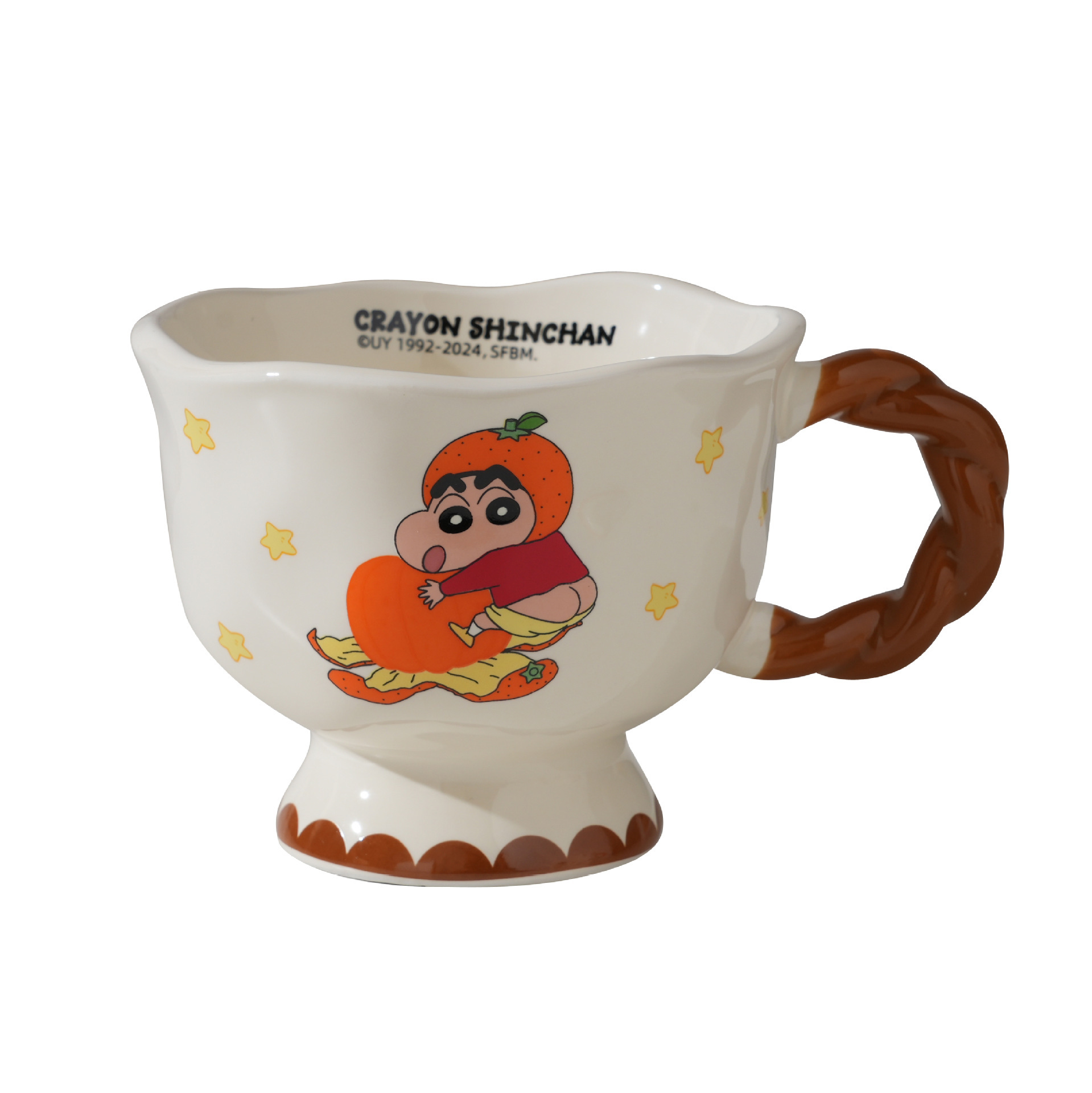 Crayón pequeño nuevo lindo taza de cerámica alta cara alta taza de agua para pareja café desayuno taza regalo de cumpleaños