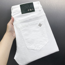 高端牛仔裤男秋冬款欧洲站潮流弹力修身小直筒欧货潮牌白色长裤