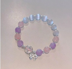 S138-Pulsera imitación ojo de gato lazo morado#SZ–524