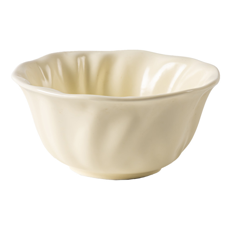 Crema de encaje simple tazón de ensalada de cerámica doméstica tazón de arroz tazón de fruta tazón de postre tazón de arroz delicado tazón de desayuno