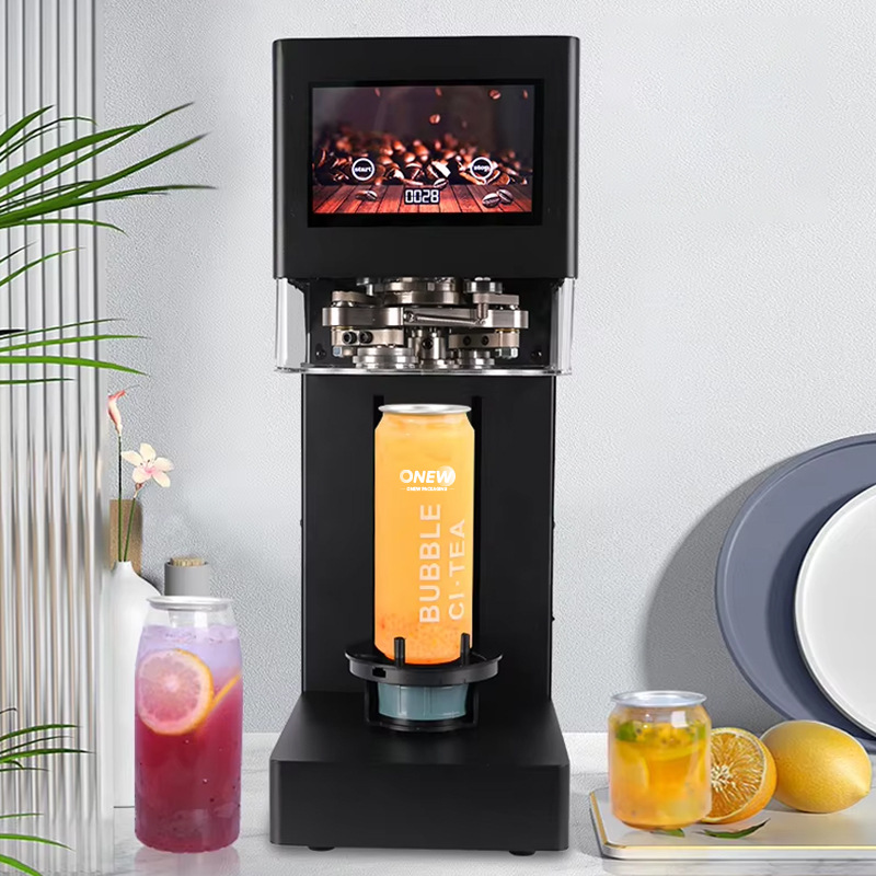 Máquina de sellado de latas totalmente manual o automática, máquina de sellado de latas de plástico para bebidas de té de leche, máquina de sellado de glándula de latas de hierro image 1