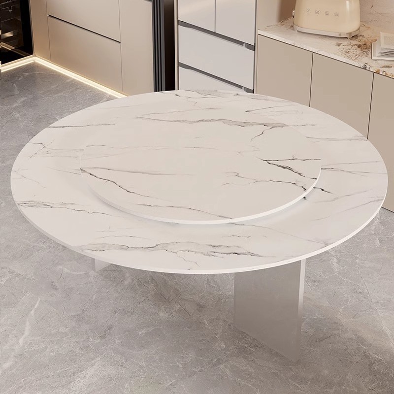 [white marble pattern] quadruple 1.4m + 0.9m round turntable + manual track