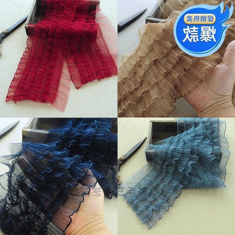 床裙洛丽塔装饰蕾丝辅料裙摆领口花边蛋糕黑色花边百褶花边