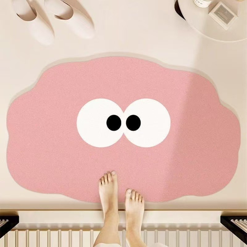 Alfombra absorbente para baño con dibujos animados, alfombra antideslizante de tierra de diatomeas para la entrada del baño, alfombra de secado rápido para el inodoro del hogar, envío gratis