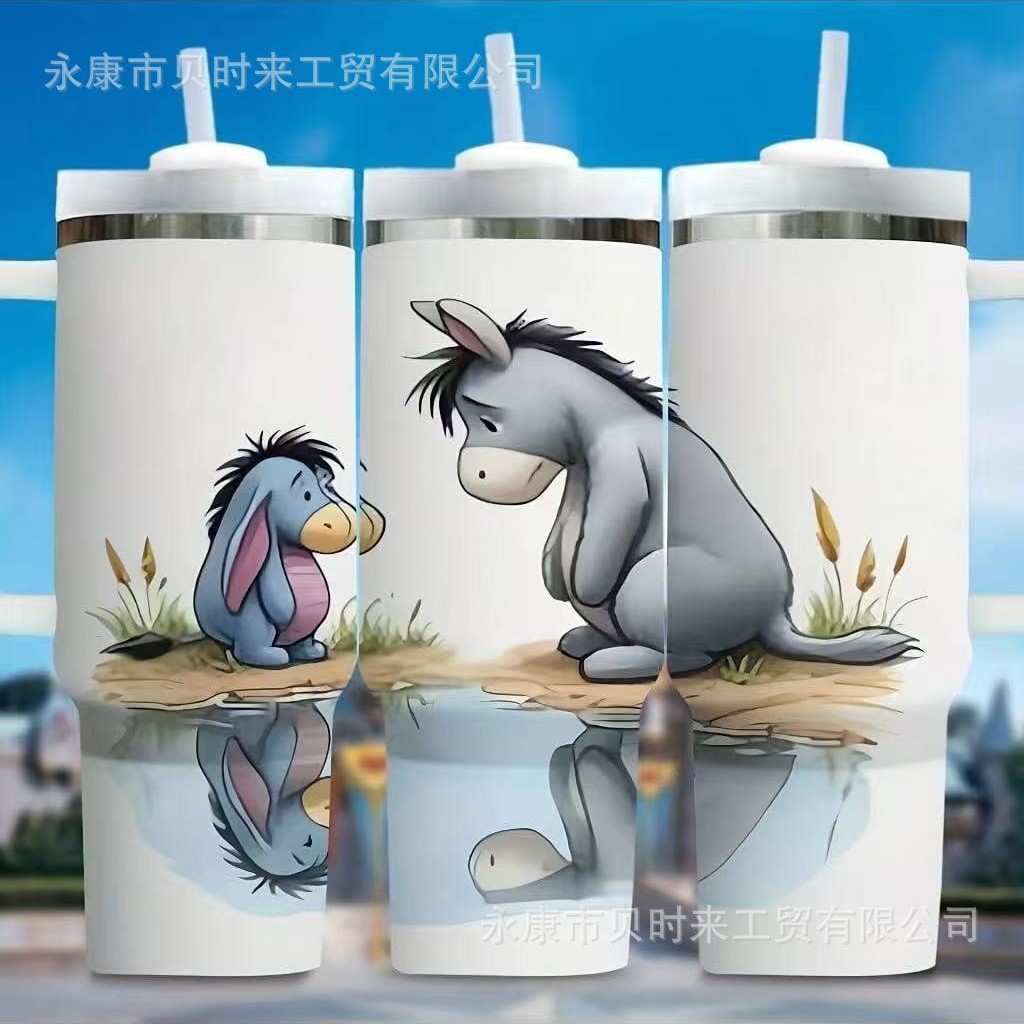 Transfronterizo Amazon 40oz Sanrio dibujos animados KT gato serie termo taza de hielo taza de café portátil con mango