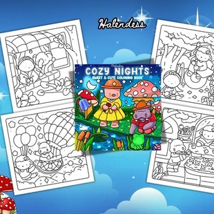 跨境亚马逊新品Cozy Nights Coloring Pages温馨的夜涂色画册-阿里巴巴