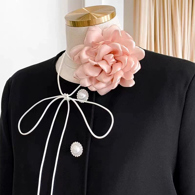 Ретро темная роза камелия ожерелье женское шея цепи черная ключица воротник choker шейный ремень