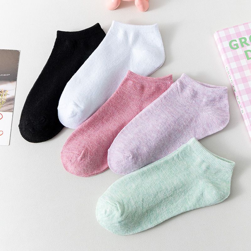 Boat Socks for Women Pure Color Non-Falling Spring and Summer Thin Shallow Socks for Women Spring and Summer Cotton Socks Invisible Candy Color Short Socks
