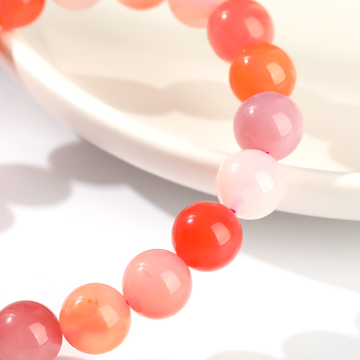 jingzhou jewelry 3a yanyuan agate bracelet peach color colorful girl cute single circle round beads all-match jewelry wholesale
