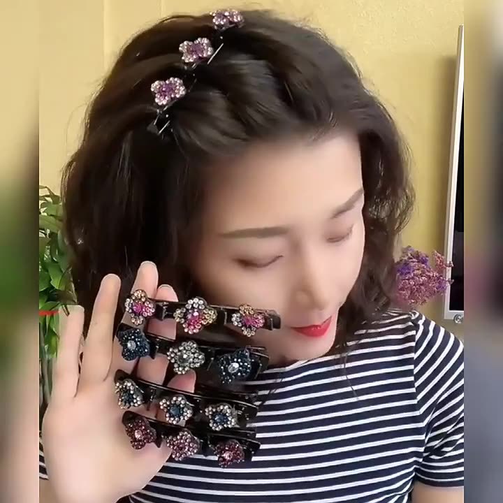 Horquilla con forma de trébol de cuatro hojas para ordenar el cabello, accesorio para el cabello con clip lateral, clip para flequillo en la frente, clip tipo pico de pato, estilo popular.