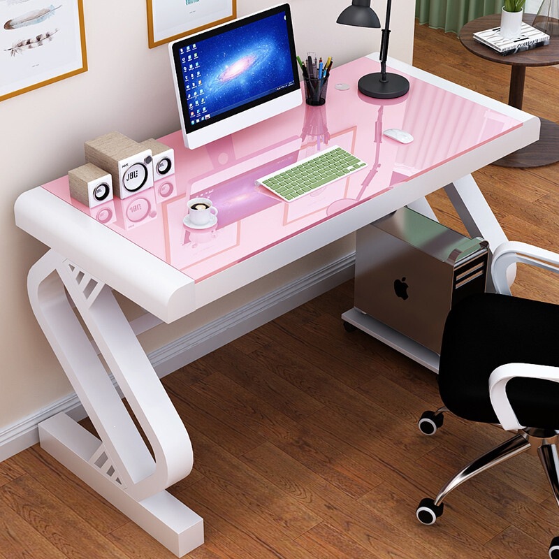 Computer desk, desktop home use tempered glass desk, office desk, simple streamer desk, student study and gaming desk Computer desk, desktop home use tempered glass desk, office desk, simple streamer desk, student study and gaming desk