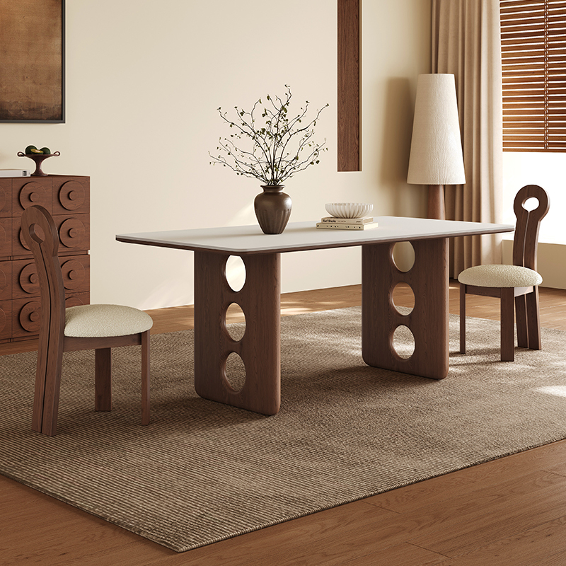 Medieval-Style Pure White Slate Dining Table for Small Households, 5-Piece New French Retro Rectangular Solid Wood Dining Table and Chairs Medieval-Style Pure White Slate Dining Table for Small Households, 5-Piece New French Retro Rectangular Solid Wood Dining Table and Chairs