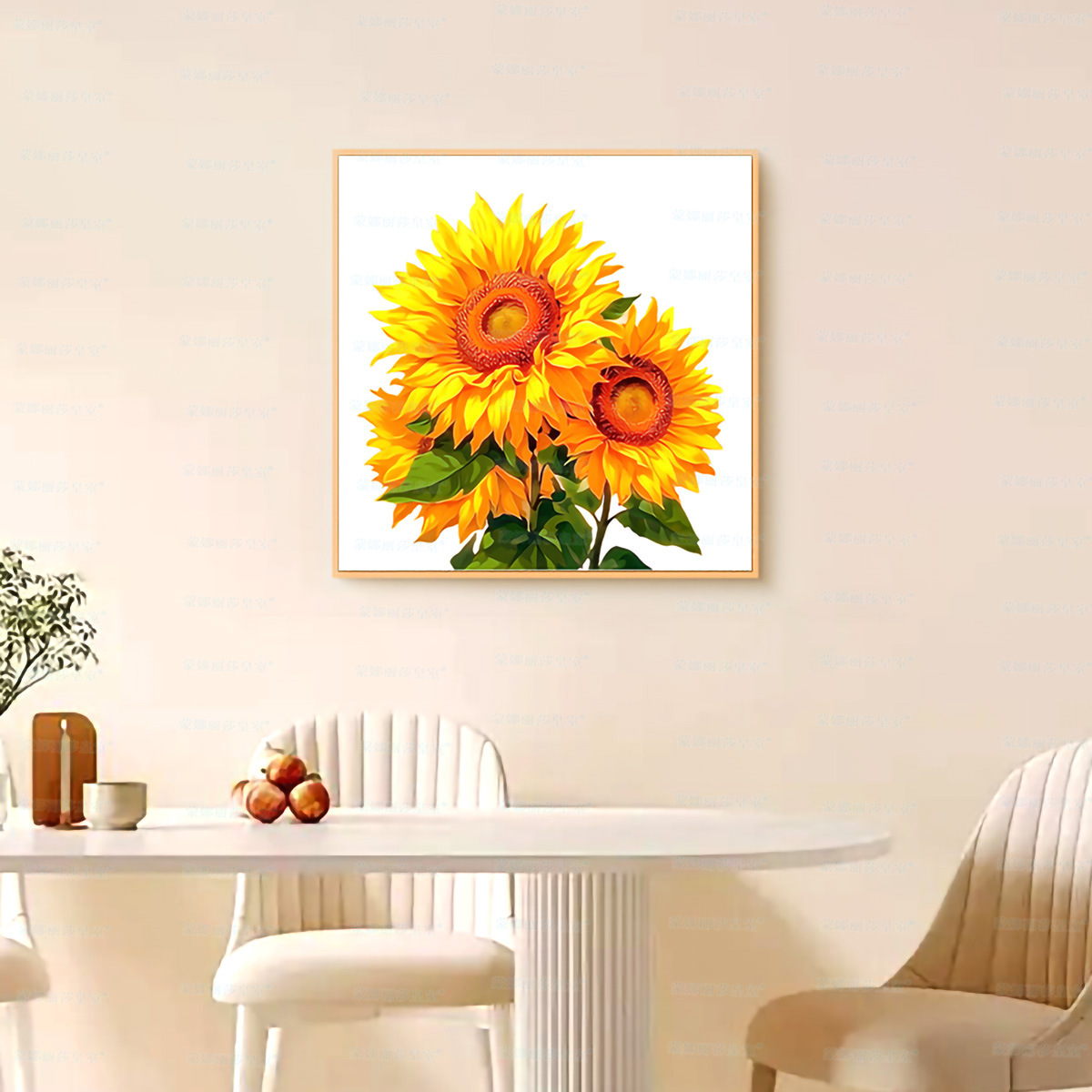 Mona Lisa real bordado cruzado brillante girasoles 2024 nuevo estilo minimalista belleza pequeña puerta de entrada bordado a mano