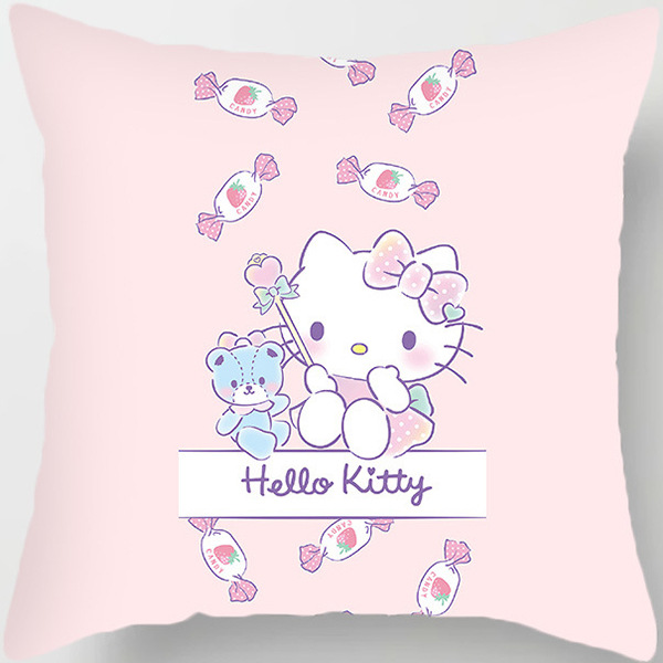 Chica de dibujos animados corazón dormitorio decoración Hello Kitty gato Rosa funda almohada sofá coche cojín