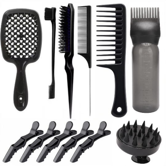 Temu cepillo de lavado de cabello botella de pulverización continua peinado de punta de cola peinado vacío peinado estilo peinado de cabello conjunto de cabello