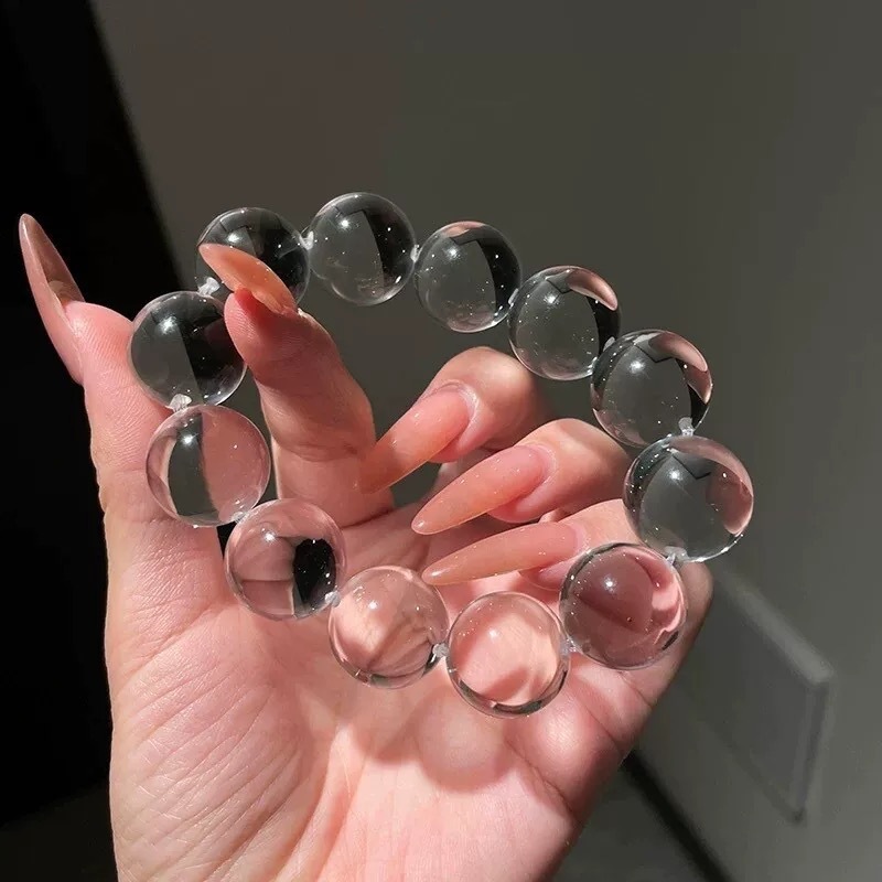 天然の完全浄化された牛の鼻孔ホワイトクリスタルバブルブレスレット、女性用、ガールフレンドや親友へのファッショナブルで多用途なギフト|undefined