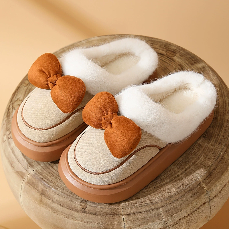 Хлопковые тапочки дамы ins зимний дом пара 2024 новые милые меховые плюшевые тапочки носить осенью и зимой