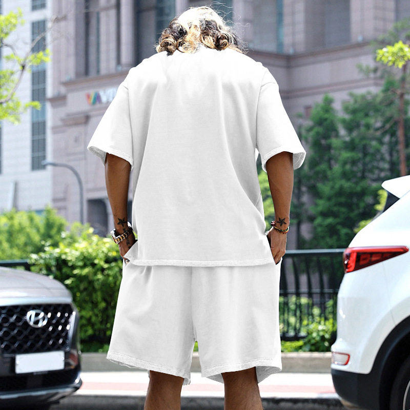 420g Weight Short Sleeve Sleeve Length Polyester Fabric Type Shorts Sets Sets Type Casual Occasion Round Neck Neckline Regular Fit Fit Type Solid Color Pattern Summer, Spring Season Men's Gender Hip-Hop Style Men's Solid Color Hip-Hop Round Neck Short Sleeve Regular Fit Men's Sets 33