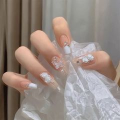 蝴蝶美甲穿戴甲可拆卸指甲贴片指甲贴美甲贴假指甲穿戴式长款美甲