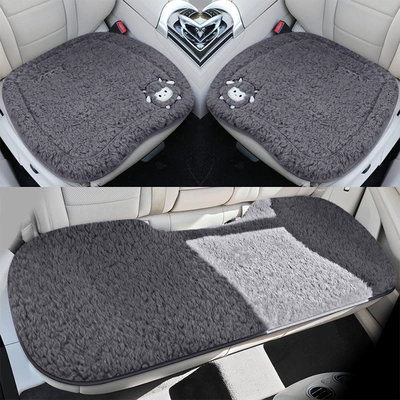 seat pad, winter wool seat, Wool pad - dark-gray-small-three-piece-setthick-lamb-wool-super-warm-non-slip-and-durable