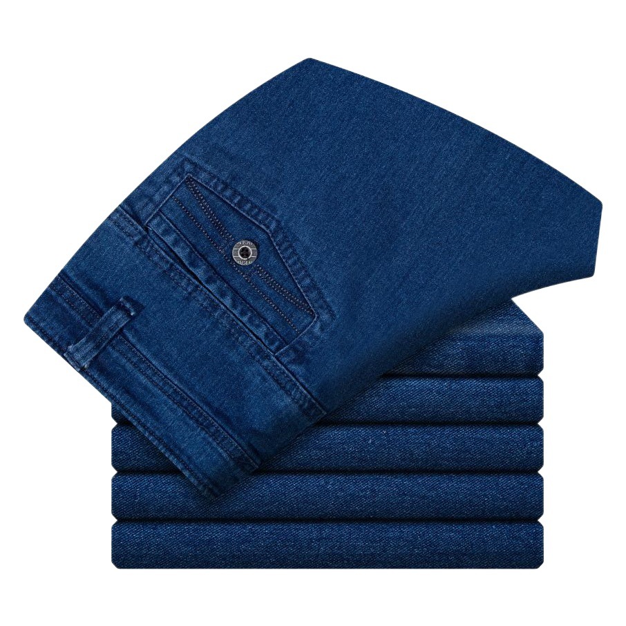 Men's Jeans Spring Style High-Waisted Straight Loose Elastic Summer Autumn Middle-Aged and Elderly Loose High-Waisted Men's Jeans Wholesale