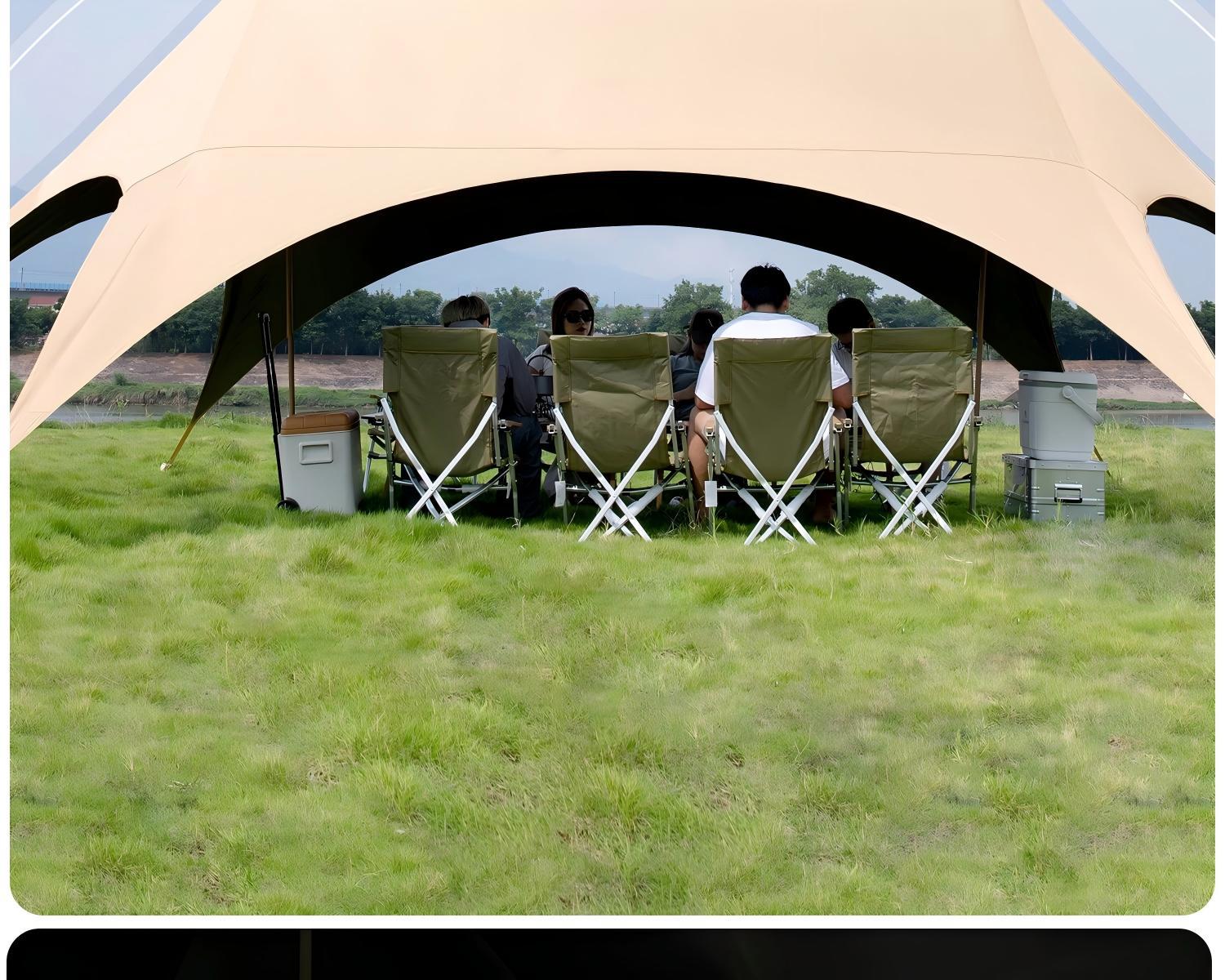 Outdoor Primitive Camping Tarp Tent Double-Peak Tarp Camping Sun Protection Rainproof Black Glue Windless Rope Sunshade Canopy