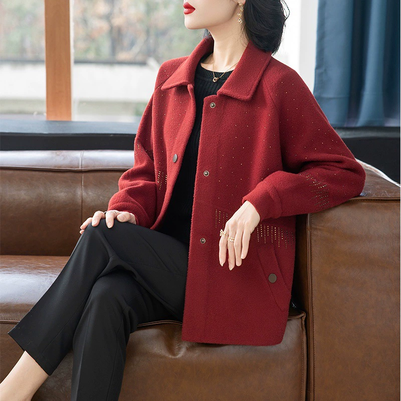 Мама весенне-осенний и иностранный короткий пиджак для женщин среднего возраста яркие бриллианты утолщенные новые модные волосы среднего и пожилого возраста