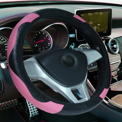 wheel cover without inner ring | Steering wheel cover - black-and-pink-38cm