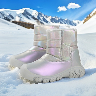 Cross-Border Winter New Children's Snow Boots with Cotton Thickening, Warm and Non-Slip, Girls' Cotton Boots, Boys' Outdoor Cotton Shoes