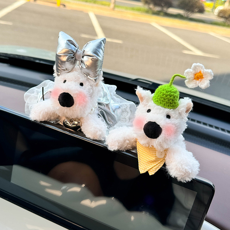 Decoración de coche West Highland Pantalla de control central de coche Muñeca de fiesta Decoración de pantalla Accesorios de coche Muñeca linda