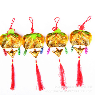 Golden Green Leaves Peanut Dustpan New Year Plant Small Pendant Flower Pot Green Plant Decoration Small Dustpan Festive New Year Goods