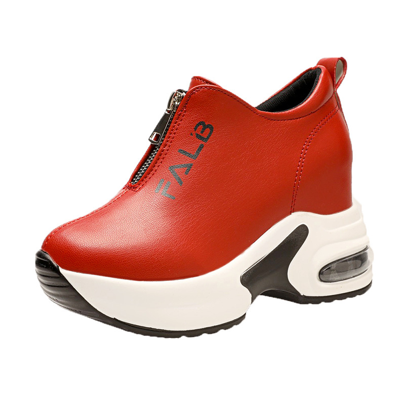 Hidden Heel Casual Thick Sole Slimming Leather Sneakers Spring Autumn New Platform Trendy Women's Shoes_voghion.com