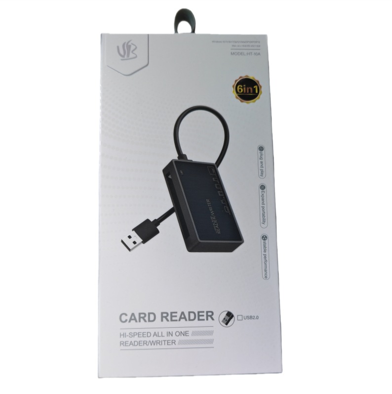 Ventas de la fábrica modelo privado lector de tarjetas USB2.0 HDHC teléfono móvil tarjeta de memoria de alta velocidad caja de contraseña seis en uno lector de tarjetas CF