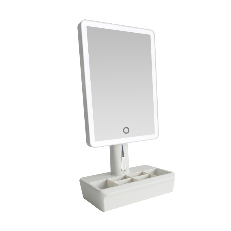 Desktop bluetooth audio LED makeup mirror with 360 degree rotation…