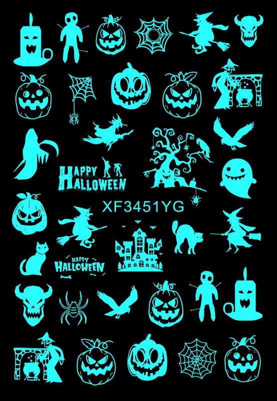 Halloween Retro Pumpkin Skull Ghost Sticker Nail Decoration Accessories 1 Set display picture 3