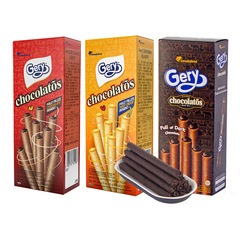 Indonesian imported Gery Zili black chocolate flavored filled waffle cookies 140g