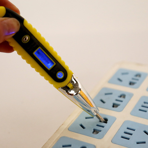 Digital display electric test pen electrician testing LED induction lighted screwdriver electric test 12-250V test on-off electric pen