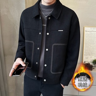 Explosions Winter New Woolen Casual Down Jacket Young Handsome Thickened Men's Down Jacket