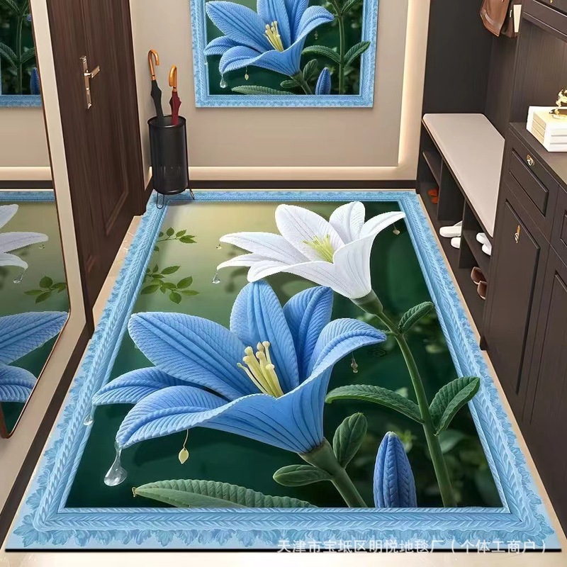 新しい 3D ビジュアル立体花珪藻泥リビングルームバスルームコーヒーテーブル出窓ノンスリップ吸収性フロアマットカーペット卸売|undefined